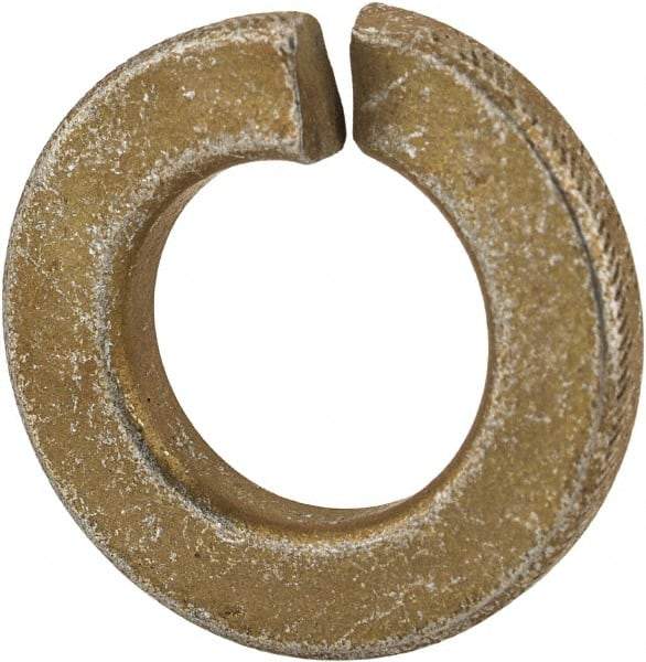 Made in USA - 3/8", 0.094" Thick Split Lock Washer - 1060 Spring Steel, Zinc Yellow Dichromate Finish, 0.377" Min ID, 0.385" Max ID, 0.68" Max OD - Apex Tool & Supply