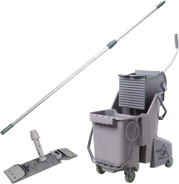 Unger - 32 Qt Plastic Bucket & Wringer - 21" Long x 20" High x 15" Wide, Gray - Apex Tool & Supply