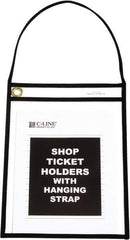 C-LINE - 15 Piece Clear Hanging Strap Stitched Shop Ticket Holder - 12" High x 9" Wide - Apex Tool & Supply