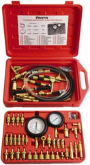Proto - 2' Hose Length, 0 to 145 psi, Mechanical Automotive Fuel Injection Tester - 1 Lb Graduation - Apex Tool & Supply