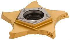Iscar - PENTA Z IC1008 Grade, 0.0787" Cutting Width, Carbide Cutoff Insert - 15° Right Hand Lead Angle, 0.004" Cnr Rad, TiAlN/TiN Coated, Other End - Apex Tool & Supply