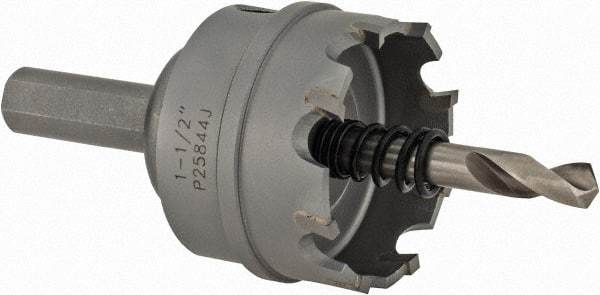 Hougen - 1-1/2" Diam, 1/8" Cutting Depth, Hole Saw - Carbide-Tipped Saw, Toothed Edge - Apex Tool & Supply