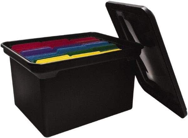 ADVANTUS - 1 Compartment, 14-1/8 Inch Wide x 18 Inch Deep x 10-3/4 Inch High, Portable File Box - Plastic, Black - Apex Tool & Supply