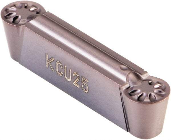 Kennametal - 0400R GUP Grade KCU25, 4mm Cutting Width Carbide Grooving Insert - Neutral, 2mm Corner Radius, AlTiN Finish - Apex Tool & Supply