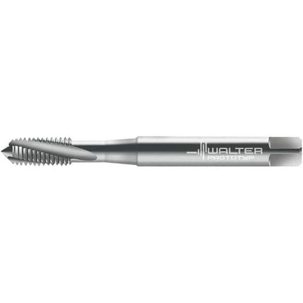 Walter-Prototyp - #4-48 DIN 2184-1 3 Flute 3B Semi-Bottoming Spiral Flute Tap - High Speed Steel, Uncoated, 57.16mm OAL, Right Hand Flute, Right Hand Thread, 2.290, Series 23400 - Apex Tool & Supply