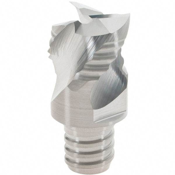Iscar - MM ERAT10 IC08 Grade Carbide End Mill Milling Tip Insert - Uncoated, 3 Flutes, 0.625" Cut Diam, 0.42" Depth of Cut, 0.81" Extension, 0.008" Cnr Rad, 45° Helix Angle - Apex Tool & Supply