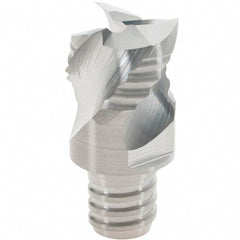 Iscar - MM ERAT10 IC08 Grade Carbide End Mill Milling Tip Insert - Uncoated, 3 Flutes, 0.625" Cut Diam, 0.42" Depth of Cut, 0.81" Extension, 0.008" Cnr Rad, 45° Helix Angle - Apex Tool & Supply