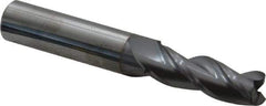 Accupro - 11/32", 3 Flute, Single End, Solid Carbide, 0.02" Corner Radius End Mill - 2-1/2" OAL, 35° Helix, Right Hand Flute, 1" LOC, Right Hand Cut - Apex Tool & Supply