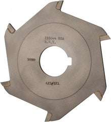 Made in USA - 4" Diam x 1/8" Blade Thickness x 1" Arbor Hole Diam, 6 Tooth Slitting and Slotting Saw - Arbor Connection, Right Hand, Uncoated, Carbide-Tipped, Contains Keyway - Apex Tool & Supply