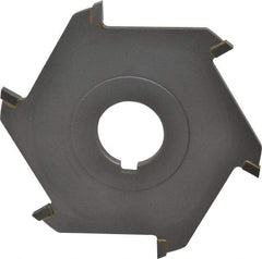 Made in USA - 4" Diam x 3/16" Blade Thickness x 1" Arbor Hole Diam, 6 Tooth Slitting and Slotting Saw - Arbor Connection, Right Hand, Uncoated, Carbide-Tipped, Contains Keyway - Apex Tool & Supply