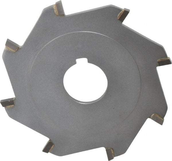 Made in USA - 4" Diam x 1/8" Blade Thickness x 1" Arbor Hole Diam, 8 Tooth Slitting and Slotting Saw - Arbor Connection, Right Hand, Uncoated, Carbide-Tipped, Contains Keyway - Apex Tool & Supply