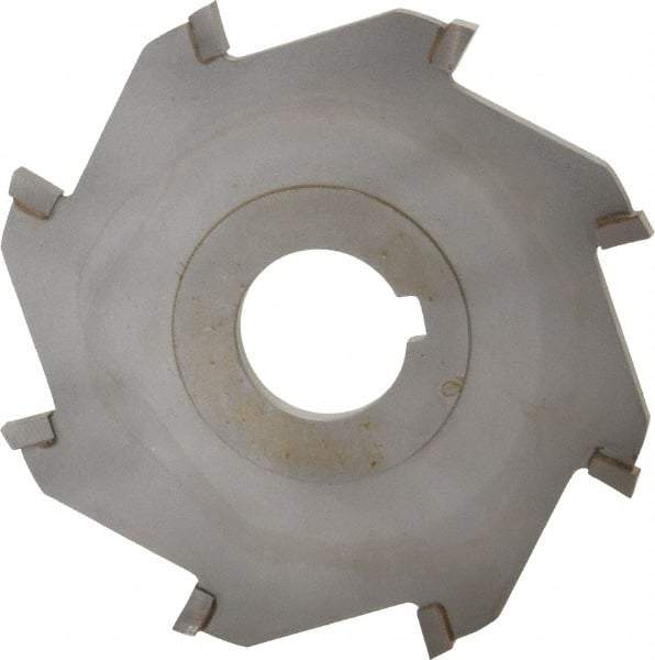 Made in USA - 4" Diam x 3/16" Blade Thickness x 1" Arbor Hole Diam, 8 Tooth Slitting and Slotting Saw - Arbor Connection, Right Hand, Uncoated, Carbide-Tipped, Contains Keyway - Apex Tool & Supply