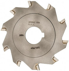 Made in USA - 4" Diam x 3/32" Blade Thickness x 1" Arbor Hole Diam, 10 Tooth Slitting and Slotting Saw - Arbor Connection, Right Hand, Uncoated, Carbide-Tipped, Contains Keyway - Apex Tool & Supply