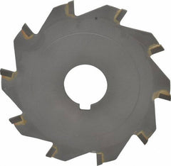 Made in USA - 4" Diam x 1/8" Blade Thickness x 1" Arbor Hole Diam, 10 Tooth Slitting and Slotting Saw - Arbor Connection, Right Hand, Uncoated, Carbide-Tipped, Contains Keyway - Apex Tool & Supply