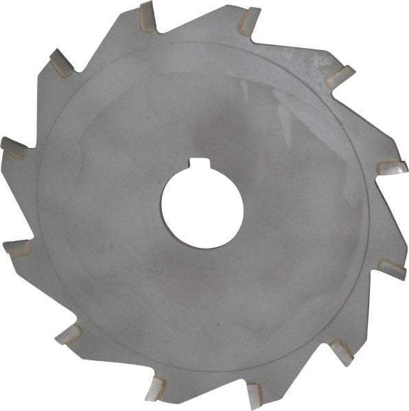 Made in USA - 5" Diam x 3/32" Blade Thickness x 1" Arbor Hole Diam, 12 Tooth Slitting and Slotting Saw - Arbor Connection, Right Hand, Uncoated, Carbide-Tipped, Contains Keyway - Apex Tool & Supply