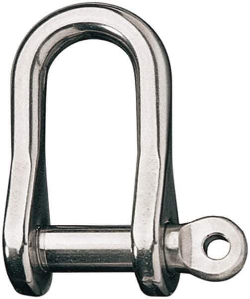 Ronstan - 1/2" Nominal Chain Size, 8.25 Ton Stainless Steel Screw D Shackle - 1/2" Diam, 1/2" Pin Diam, 1-5/8" High Inside Jaw, 3/4" Inside Width, 7/8" Max Body Thickness - Apex Tool & Supply