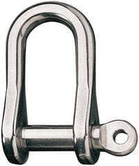 Ronstan - 3/8" Nominal Chain Size, 4 Ton Stainless Steel Screw D Shackle - 3/8" Diam, 3/8" Pin Diam, 1-1/2" High Inside Jaw, 21/32" Inside Width, 7/8" Max Body Thickness - Apex Tool & Supply