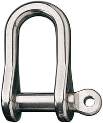 Ronstan - 1/2" Nominal Chain Size, 8.25 Ton Stainless Steel Screw D Shackle - 1/2" Diam, 1/2" Pin Diam, 1-5/8" High Inside Jaw, 3/4" Inside Width, 7/8" Max Body Thickness - Apex Tool & Supply