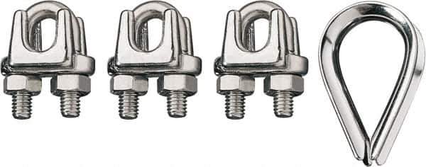 Ronstan - 1/8" Wire Rope Thimble Clip Kit - 316 Stainless Steel, Electropolished - Apex Tool & Supply