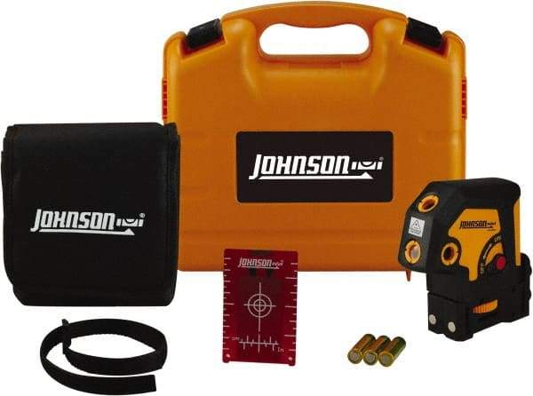 Johnson Level & Tool - 5 Beam 200' (Interior) Max Range Self Leveling Dot Laser Level - Red Beam, 1/8" at 50' Accuracy, 4-1/4" Long x 4-1/2" Wide x 2-1/2" High, Battery Included - Apex Tool & Supply
