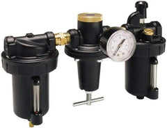 Parker - 1-1/2" NPT Port Heavy Duty 3 Piece Filter-Regulator-Lubricator FRL Unit - Metal Bowl, 450 SCFM, 250 Max psi, 14.13" High, Automatic Drain - Apex Tool & Supply