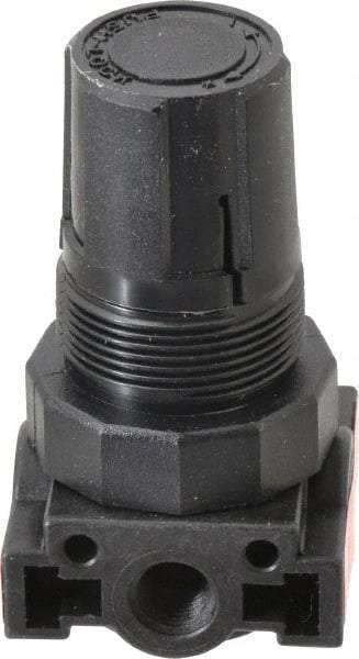 Parker - 1/4 NPT Port, Plastic Miniature Regulator - 0 to 125 psi Range, 150 Max psi Supply Pressure, 1/8" Gauge Port Thread, 1.6" Wide x 3.1" High - Apex Tool & Supply