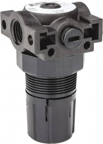 Parker - 1/4 NPT Port, Plastic Miniature Regulator - 0 to 60 psi Range, 150 Max psi Supply Pressure, 1/8" Gauge Port Thread, 1.6" Wide x 3.1" High - Apex Tool & Supply