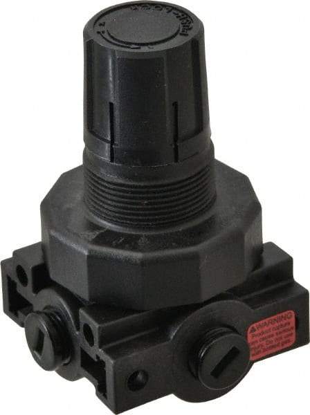 Parker - 1/4 NPT Port, Plastic Miniature Regulator - 0 to 125 psi Range, 150 Max psi Supply Pressure, 1/4" Gauge Port Thread, 2.06" Wide x 3.43" High - Apex Tool & Supply