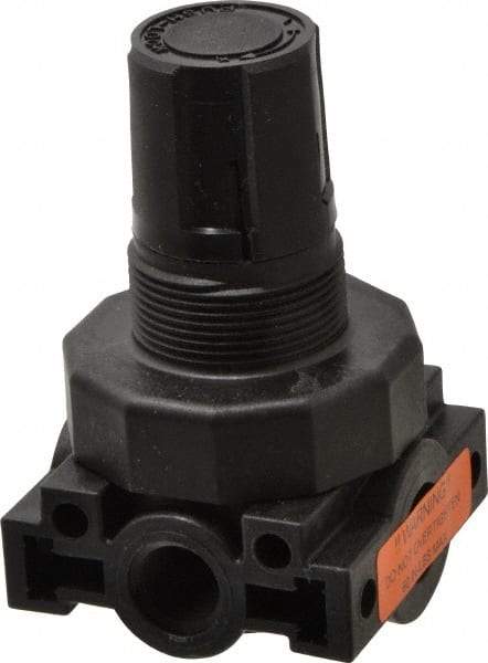 Parker - 1/4 NPT Port, Plastic Miniature Regulator - 0 to 25 psi Range, 150 Max psi Supply Pressure, 1/4" Gauge Port Thread, 2.06" Wide x 3.43" High - Apex Tool & Supply