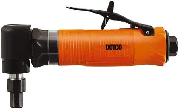 Dotco - 1/4" Collet, Angle Handle, Air Angle Die Grinder - 20,000 RPM, Front Exhaust, 23 CFM, 0.4 hp, 90 psi, 1/4" Inlet - Apex Tool & Supply
