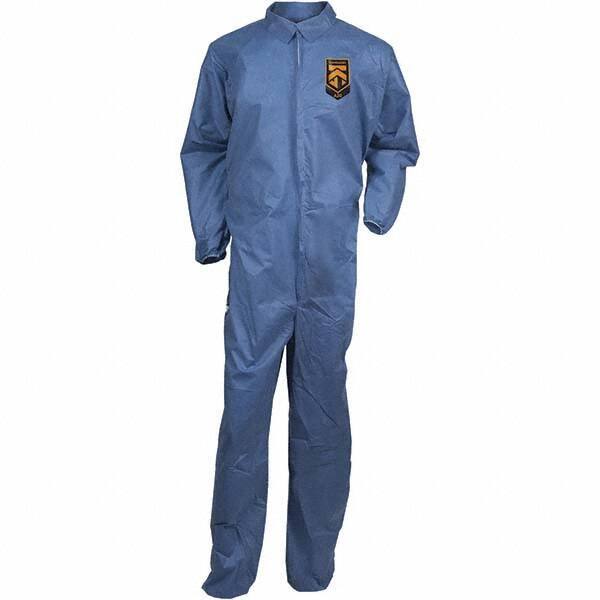 KleenGuard - Size 3XL SMS General Purpose Coveralls - Blue, Zipper Closure, Elastic Cuffs, Elastic Ankles, Seamless - Apex Tool & Supply