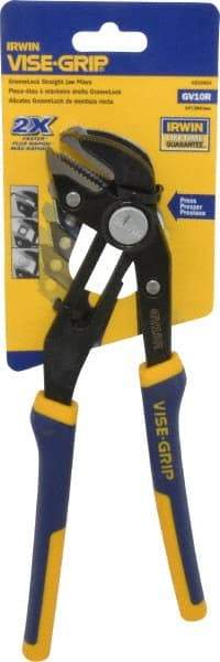 Irwin - 10" OAL, 2-1/4" Jaw Length, Groovelock Pliers - Serrated Jaw, Straight Head, ProTouch Handles - Apex Tool & Supply