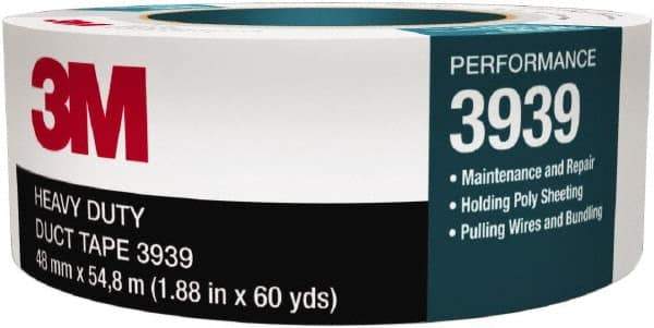 3M - 1" x 60 Yds Silver Duct Tape - 9 mil, Rubber Adhesive - Apex Tool & Supply