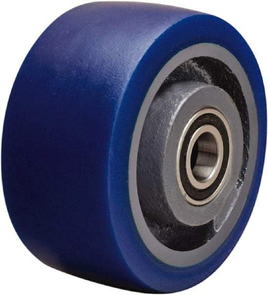 Hamilton - 4 Inch Diameter x 2 Inch Wide, Polyurethane Mold on to Cast Iron Center Caster Wheel - 600 Lb. Capacity, 2-1/4 Inch Hub Length, 1/2 Inch Axle Diameter, Sealed Precision Ball Bearing - Apex Tool & Supply