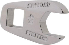 Proto - 8mm 1/4" Drive Chrome Crowfoot Wrench - 21/32" Head Diam x 0.218" Head Thickness, 0.98" OAL - Apex Tool & Supply
