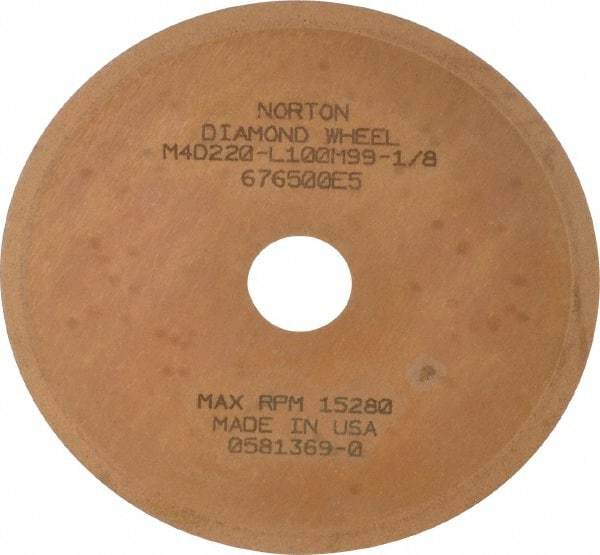 Norton - 3" Diam x 1/2" Hole x 0.01" Thick, 220 Grit Surface Grinding Wheel - Diamond, Type 1A1, Very Fine Grade, Metal Bond - Apex Tool & Supply