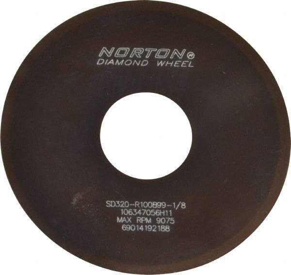 Norton - 4" Diam x 1-1/4" Hole x 0.02" Thick, 320 Grit Surface Grinding Wheel - Diamond, Type 1A1, Extra Fine Grade, Resinoid Bond - Apex Tool & Supply