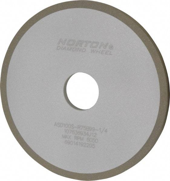 Norton - 6" Diam x 1-1/4" Hole x 1/4" Thick, 100 Grit Surface Grinding Wheel - Diamond, Type 1A1, Fine Grade, Resinoid Bond - Apex Tool & Supply
