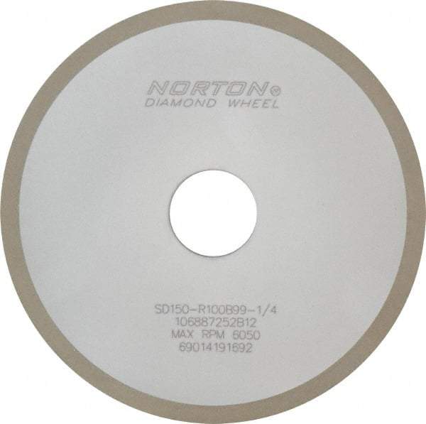 Norton - 6" Diam x 1-1/4" Hole x 1/4" Thick, 150 Grit Surface Grinding Wheel - Diamond, Type 1A1, Very Fine Grade, Resinoid Bond - Apex Tool & Supply
