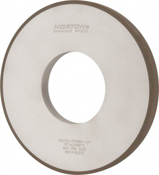 Norton - 12" Diam x 5" Hole x 1" Thick, 120 Grit Surface Grinding Wheel - Diamond, Type 1A1, Fine Grade, Resinoid Bond - Apex Tool & Supply