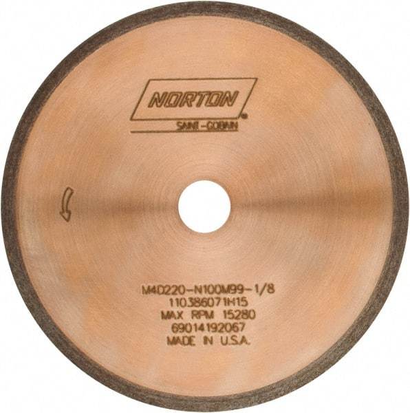 Norton - 4" Diam x 1/2" Hole, 220 Grit Surface Grinding Wheel - Diamond, Type 1A1R, Fine Grade - Apex Tool & Supply