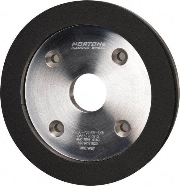 Norton - 6" Diam, 1-1/4" Hole Size, 3/4" Overall Thickness, 220 Grit, Type 6 Tool & Cutter Grinding Wheel - Very Fine Grade, Diamond, P Hardness, Vitrified Bond - Apex Tool & Supply
