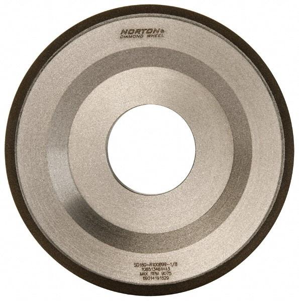 Norton - 4" Diam, 1-1/4" Hole Size, 1/2" Overall Thickness, 180 Grit, Type 12 Tool & Cutter Grinding Wheel - Very Fine Grade, Diamond, Resinoid Bond - Apex Tool & Supply