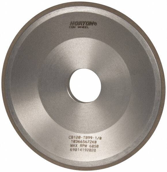 Norton - 6" Diam, 1-1/4" Hole Size, 3/4" Overall Thickness, 120 Grit, Type 12 Tool & Cutter Grinding Wheel - Fine Grade, CBN, Resinoid Bond - Apex Tool & Supply