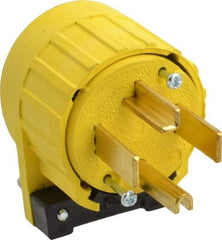 Pass & Seymour - 125/250 VAC, 30 Amp, 14-30P NEMA, Angled, Ungrounded, Specification Grade Plug - 3 Pole, 4 Wire, Yellow - Apex Tool & Supply