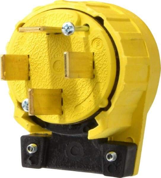 Pass & Seymour - 120/208 VAC, 60 Amp, 18-60P NEMA, Angled, Ungrounded, Specification Grade Plug - 4 Pole, 4 Wire, Yellow - Apex Tool & Supply