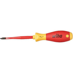 Wiha - #2, 8-19/64" OAL, Insulated Phillips Screwdriver - 3-15/16" Blade Length, Straight Shank, Acetate Handle - Apex Tool & Supply