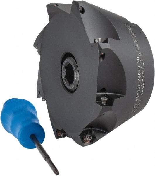 Kennametal - 5" Cut Diam, 0.098" Max Depth, 1-1/2" Arbor Hole, 8 Inserts, XD 12 Insert Style, Indexable Copy Face Mill - C7792VXD12-A5.00Z08R Cutter Style, 2.48" High, Through Coolant, Series 7792 - Apex Tool & Supply