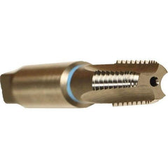 Emuge - 1/4-18 NPTF, 3 Flutes, Bright Finish, Cobalt, Interrupted Thread Pipe Tap - 3-15/16 Inch Overall Length, 9/16 Inch Shank Diameter, 1.06 Inch Thread Length, 0.42 Inch Square Size, Modified Bottoming Chamfer, Series KEG - Apex Tool & Supply