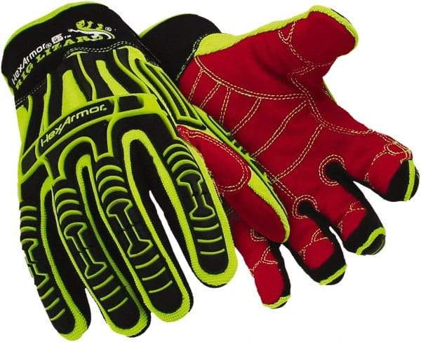 HexArmor - Size M (8), ANSI Cut Level A3, Puncture Level 3, HPPE Fiber Cut & Puncture Resistant Gloves - 11" Long, Uncoated HPPE Fiber, High Visibility Lime, Paired - Apex Tool & Supply